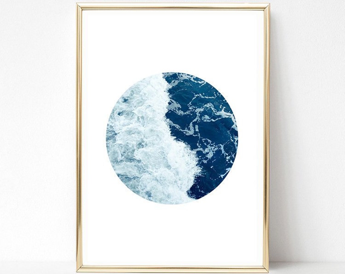 Minimalist Ocean Print Geometric Wall Art Art Circle Print Minimalist Decor Abstract Waves Wall Decor - Image 2