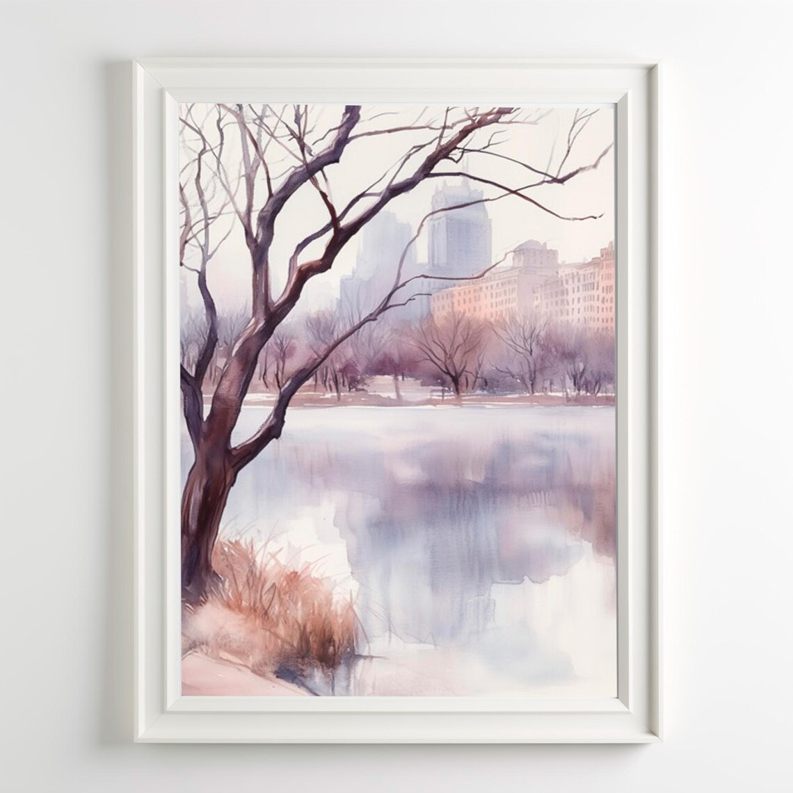 Central Park Watercolor Art Print, Minimalist NYC
