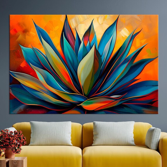 Agave Desert Botanical Art Print, Mexican Desert