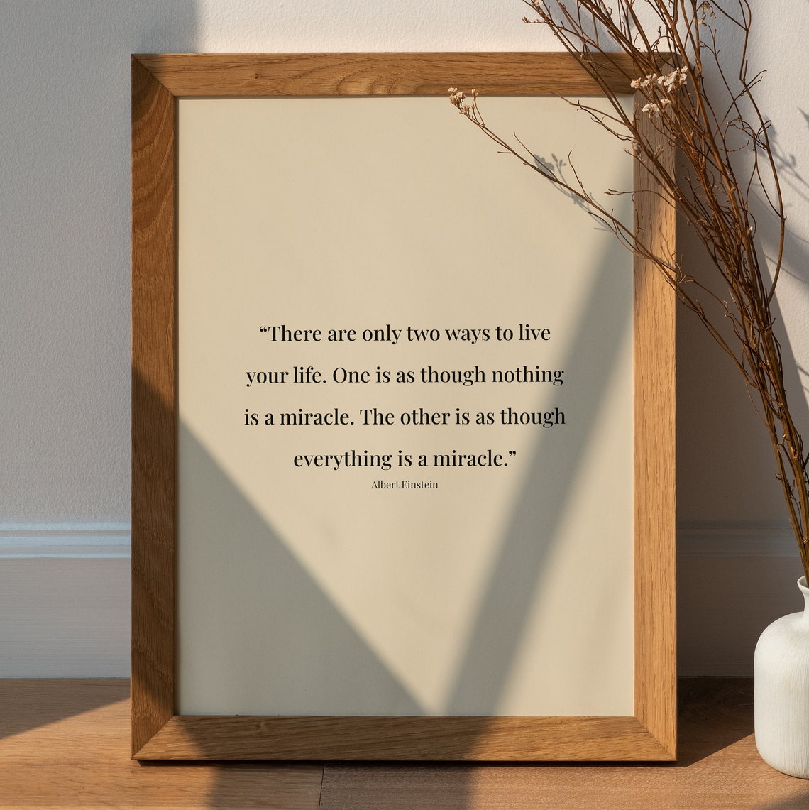 Albert Einstein Miracle Quote Minimalist Typography Wall Poster