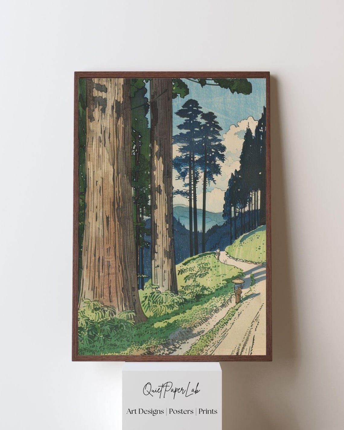 Japanese Forest Path Vintage Shin Hanga Landscape Wall Art Print Zen Decor Poster Unframed