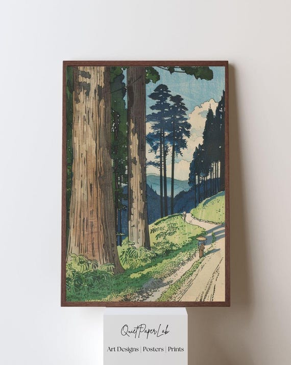 Japanese Forest Path Vintage Shin Hanga Landscape Wall Art Print Zen Decor Poster Unframed