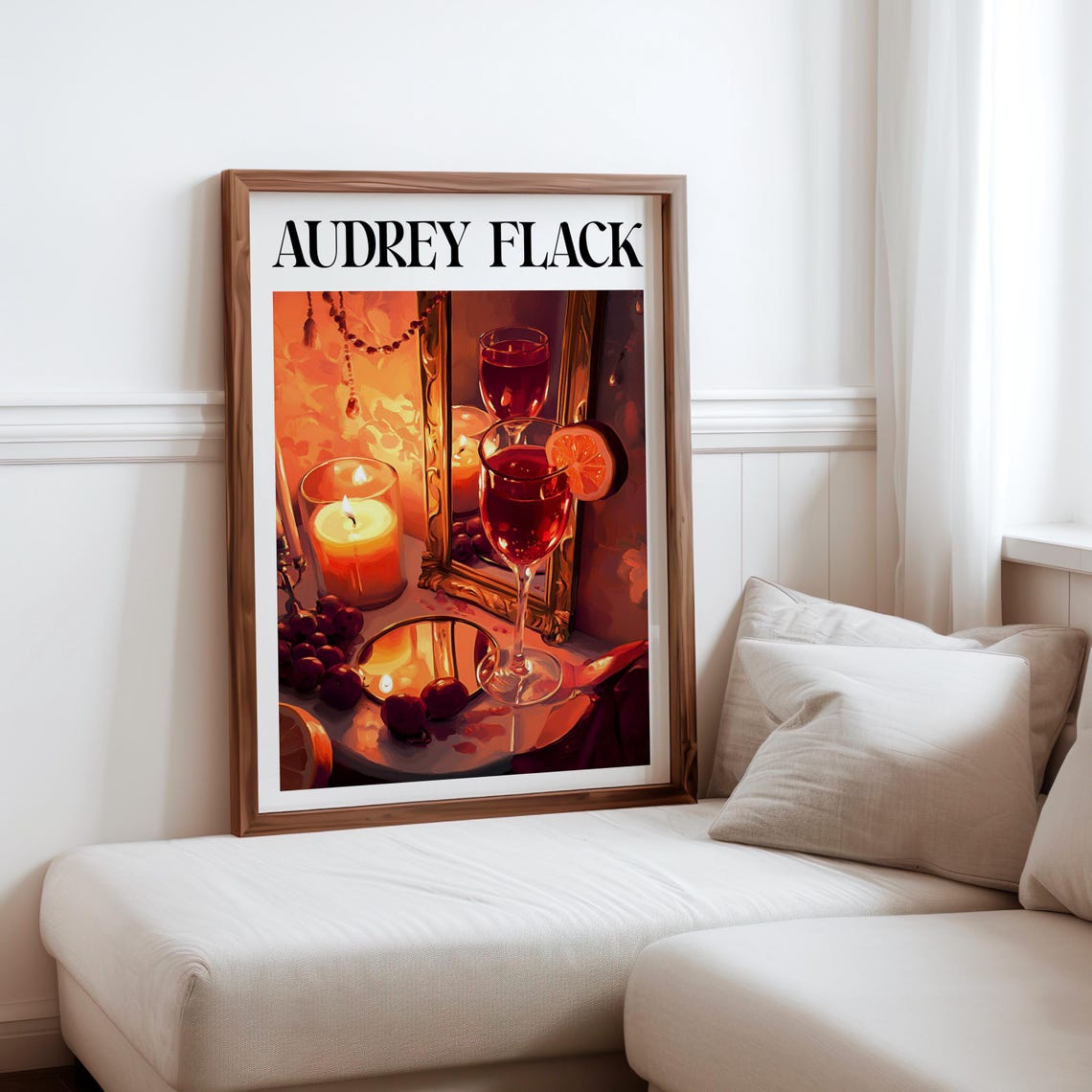 Audrey Flack Red Cocktail Glasses Candle Mirror Still Life Poster