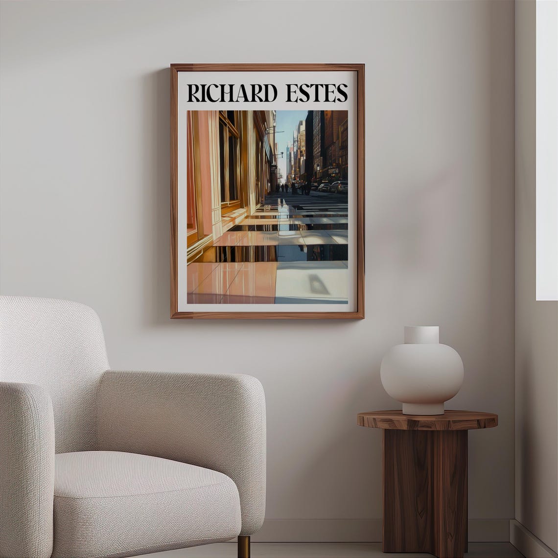 Rose Gold Storefront Windows Crosswalk Photorealism City Art Poster - Image 2