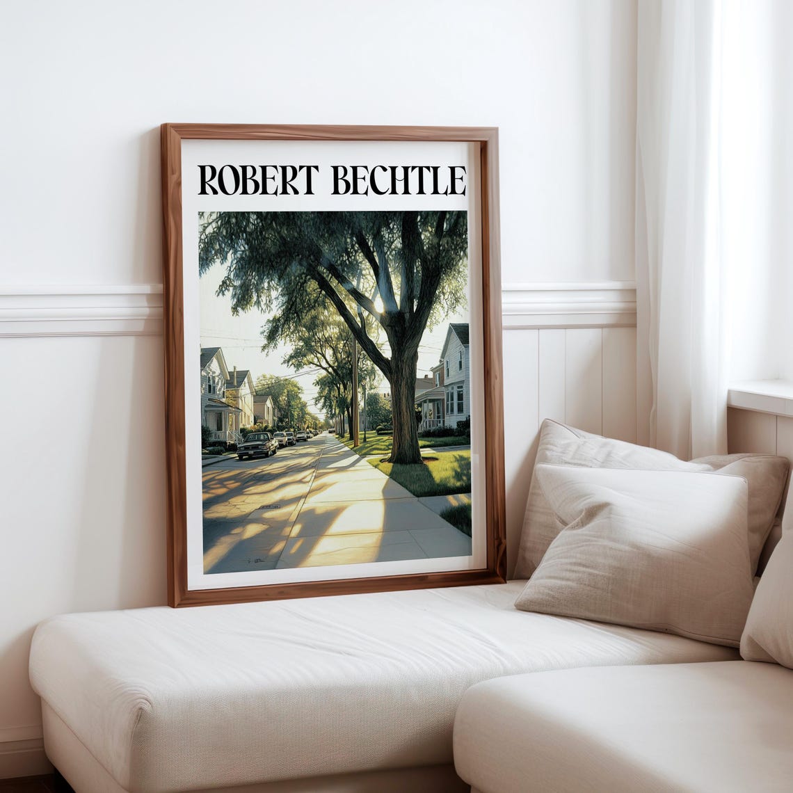 Robert Bechtle Sunlit Tree Lined Sidewalk Morning Suburb Art Poster