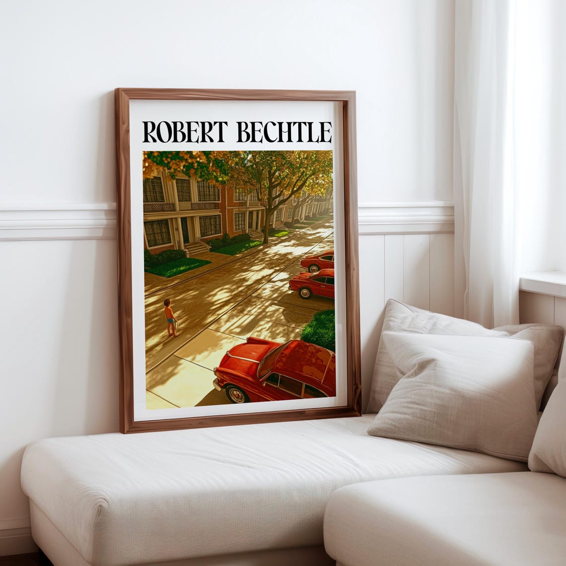 Robert Bechtle Sunlit Suburban Street Red Vintage Cars Art Poster