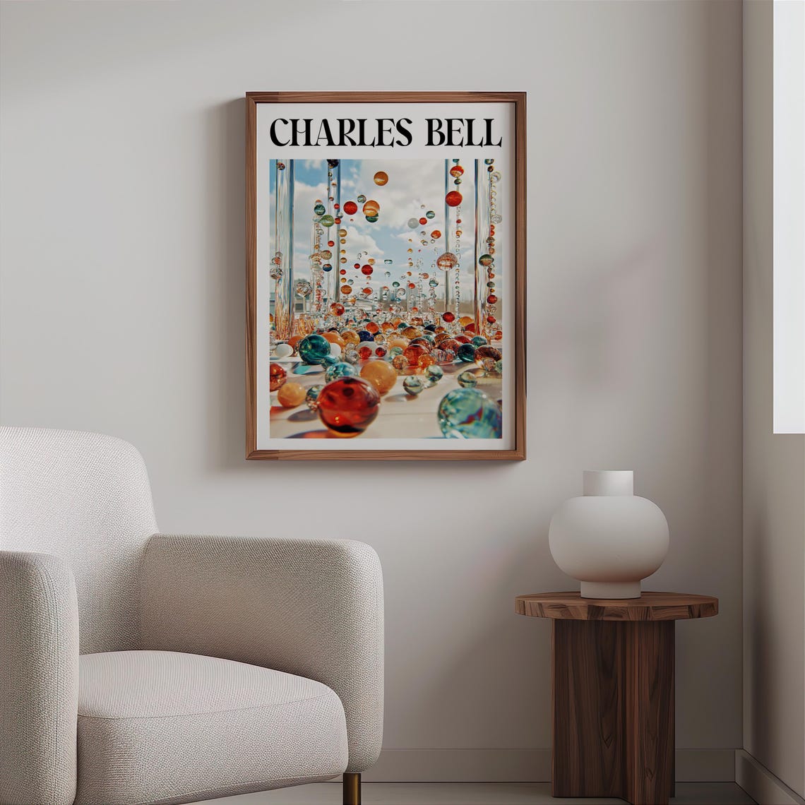 Charles Bell Window Ledge Glass Marbles Bright Skyline View Art Poster - Image 2