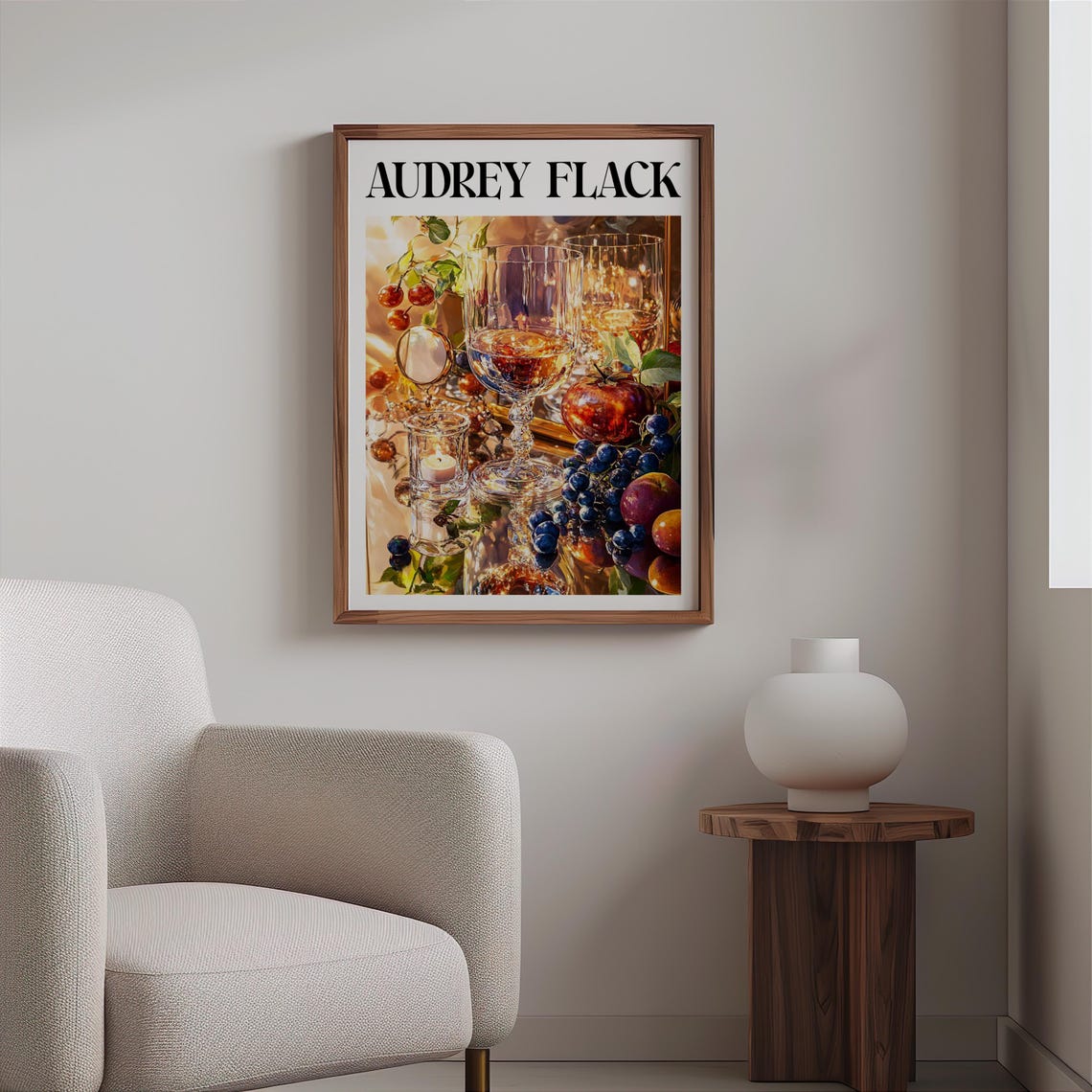 Audrey Flack Champagne Flutes Berries Candlelight Still Life Poster - Image 2
