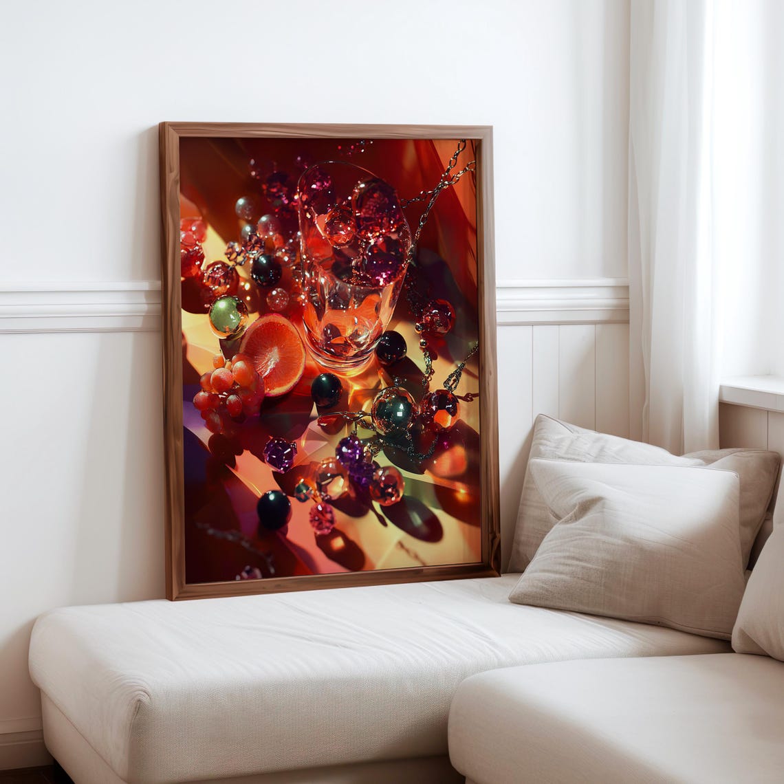 Jewel Refraction Still Life with Fruit and Beads Poster Art Work