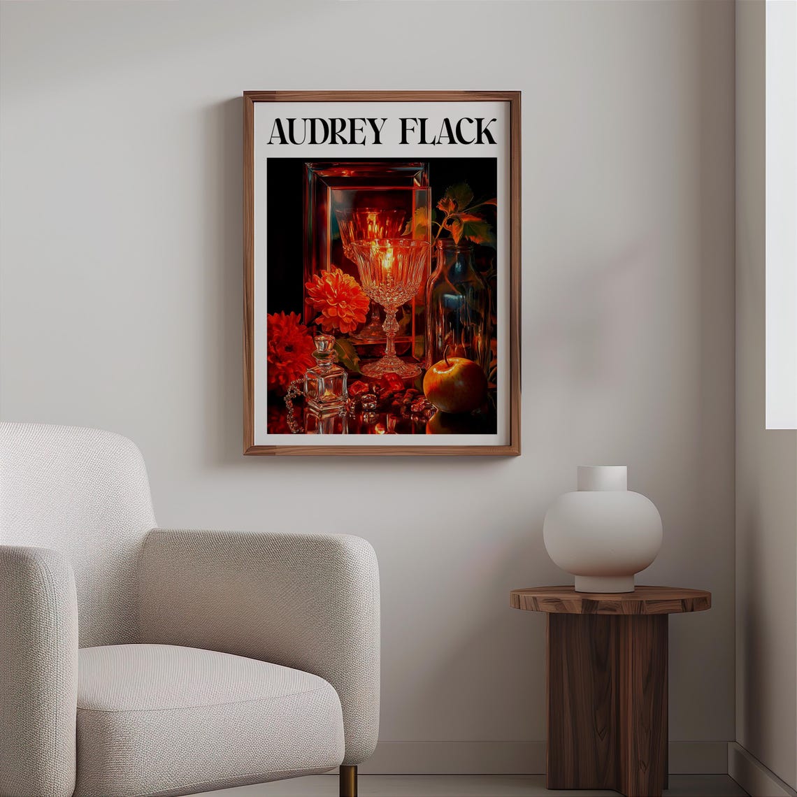 Audrey Flack Glowing Goblet Dahlias Perfume Apple Still Life Print - Image 2