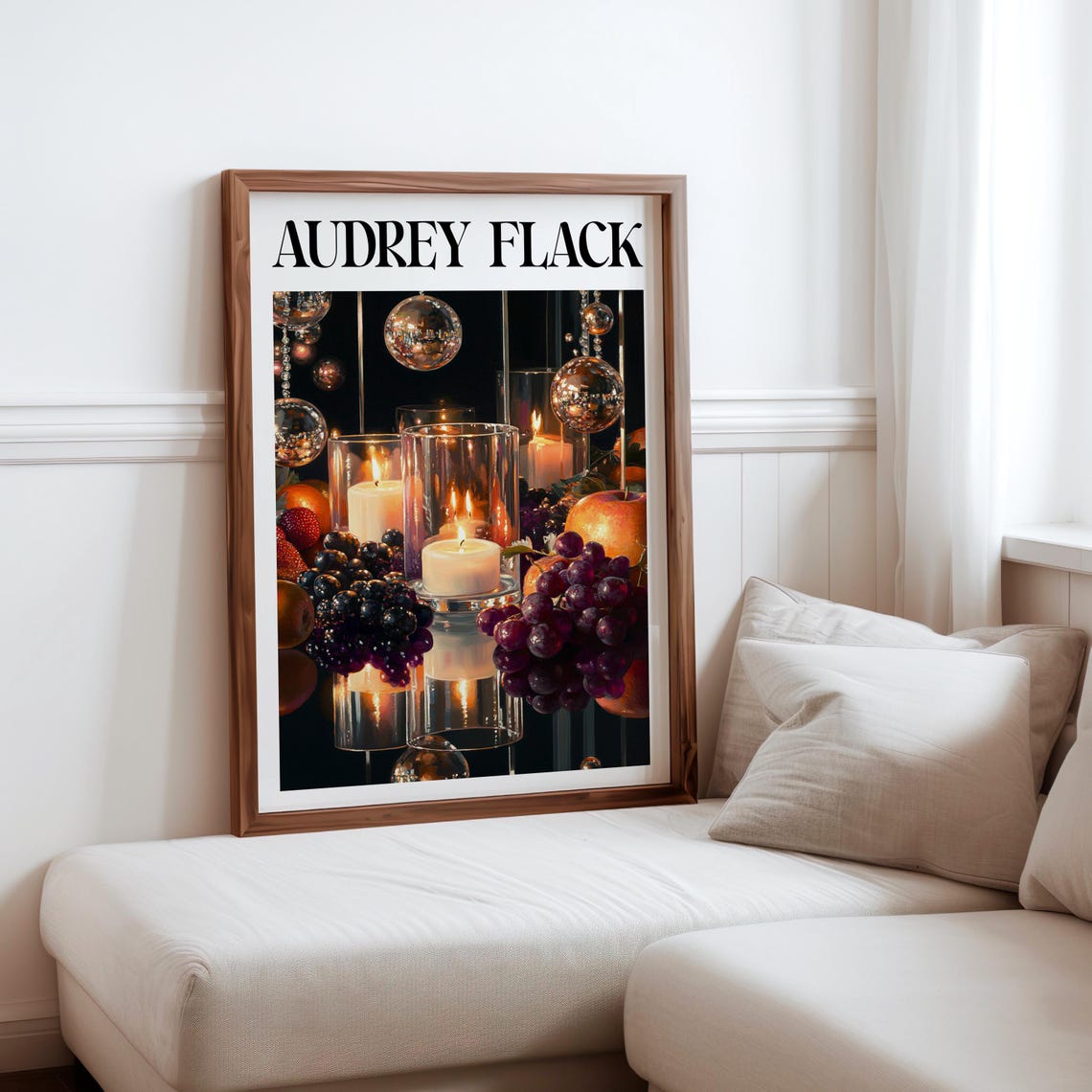 Audrey Flack Inspired Hanging Crystals Candles Festive Grapes Poster