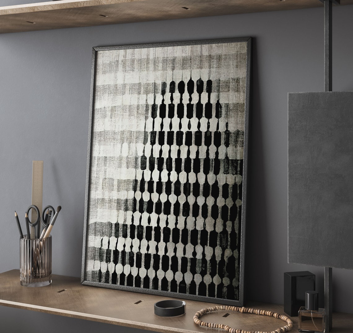 Black and White Abstract Geometric Pattern Minimalist Art Poster