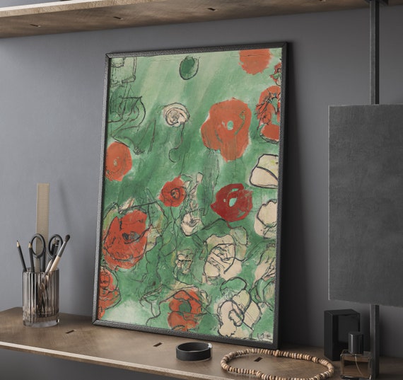 Abstract Floral Oil Painting Art Print Modern Home Decor