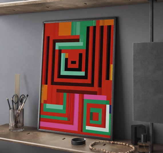 Abstract Oil Painting Art Print Modern Geometric Wall Decor