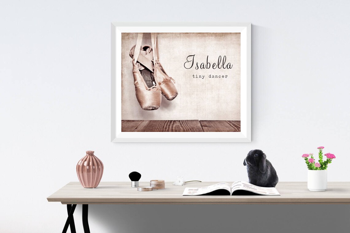 Vintage Ballet Slippers Art Print, Girls Room Decor