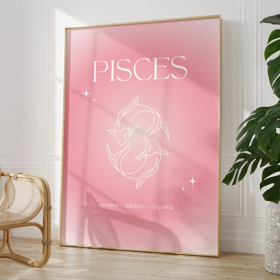 Pisces Print Instant Poster Gradient Pisces Poster Pisces Zodiac Wall Art Zodiac Poster Star Sign Print