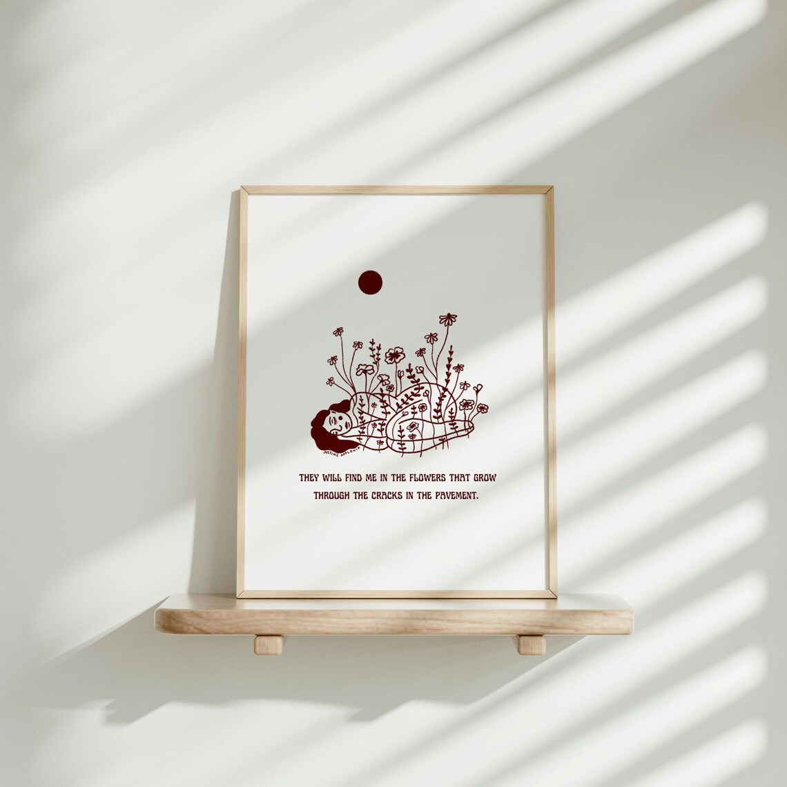 In The Flowers Woman Sleeping Floral Healing Quote Art Poster