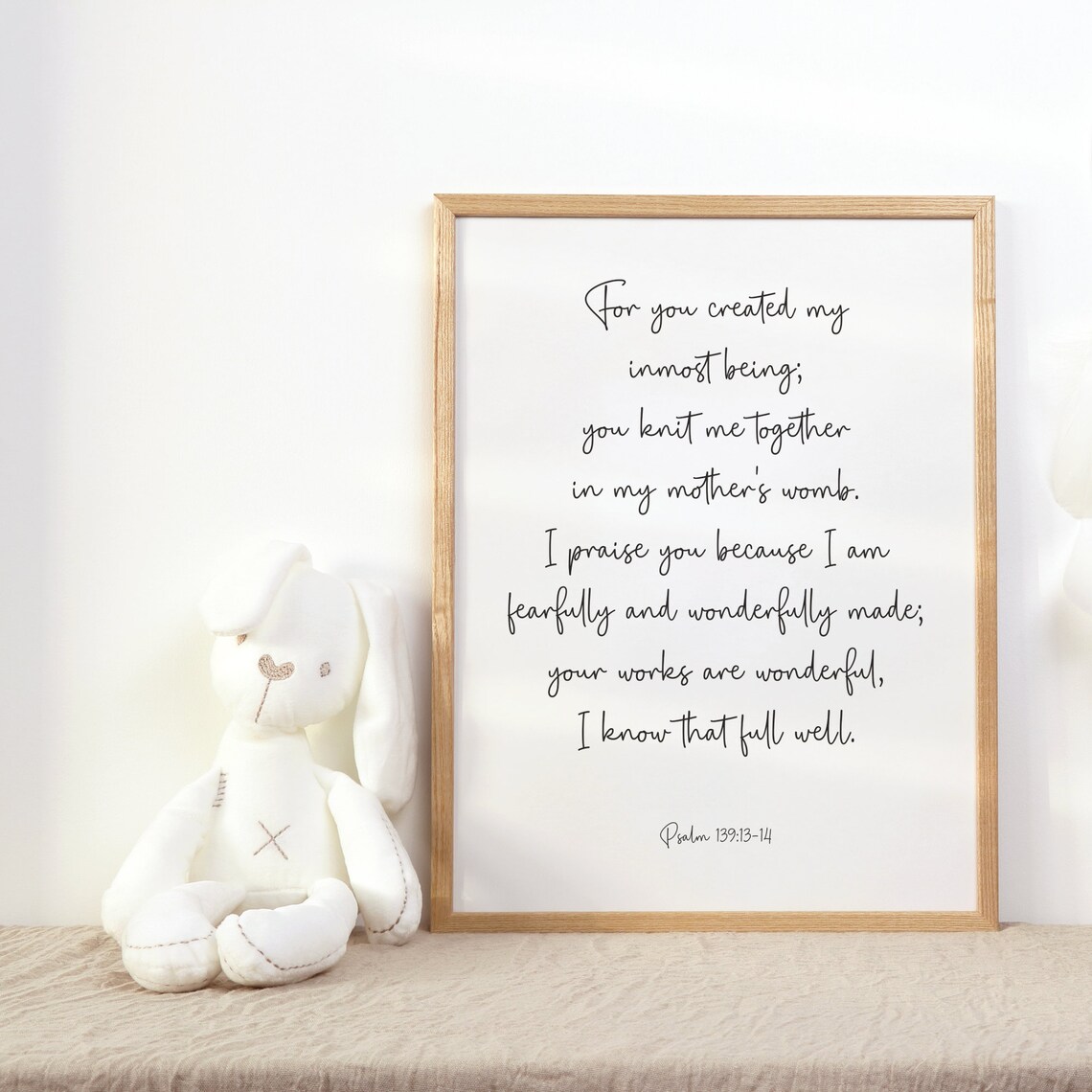 Psalm 139:13-14 Fearfully Made Long Scripture Minimalist Nursery Poster