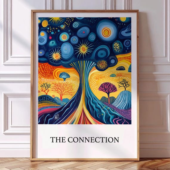 The Connection Cosmic Energy Tree Poster Spiritual Wall Art Vibrant Meditation Print Abstract Universe
