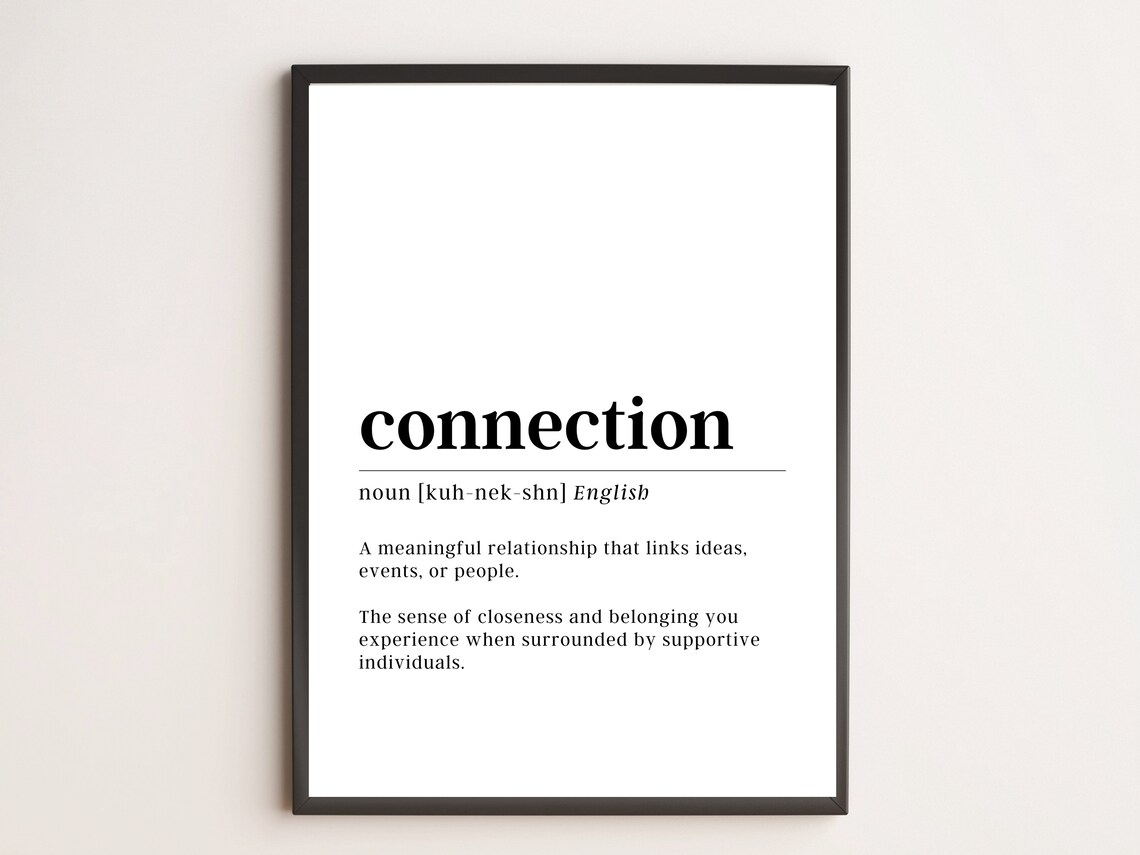 Connection Definition Noun Meaningful Relationship Minimalist Text Poster
