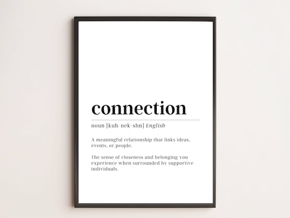 Connection Definition Noun Meaningful Relationship Minimalist Text Poster