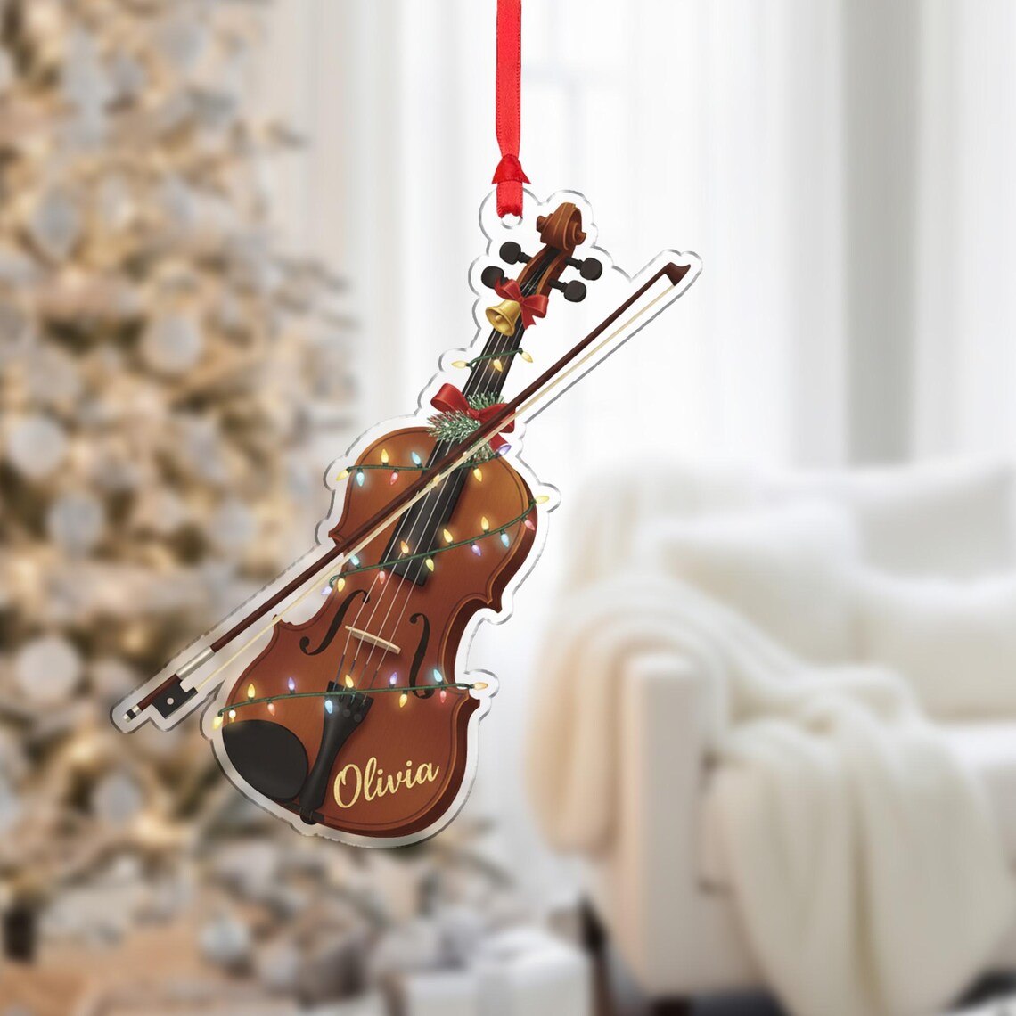 Personalized Violin Christmas Ornament Custom Name Musician Acrylic Poster