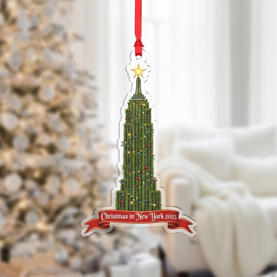 Christmas In New York Empire State Building Tree Ornament 2025 Wall Art
