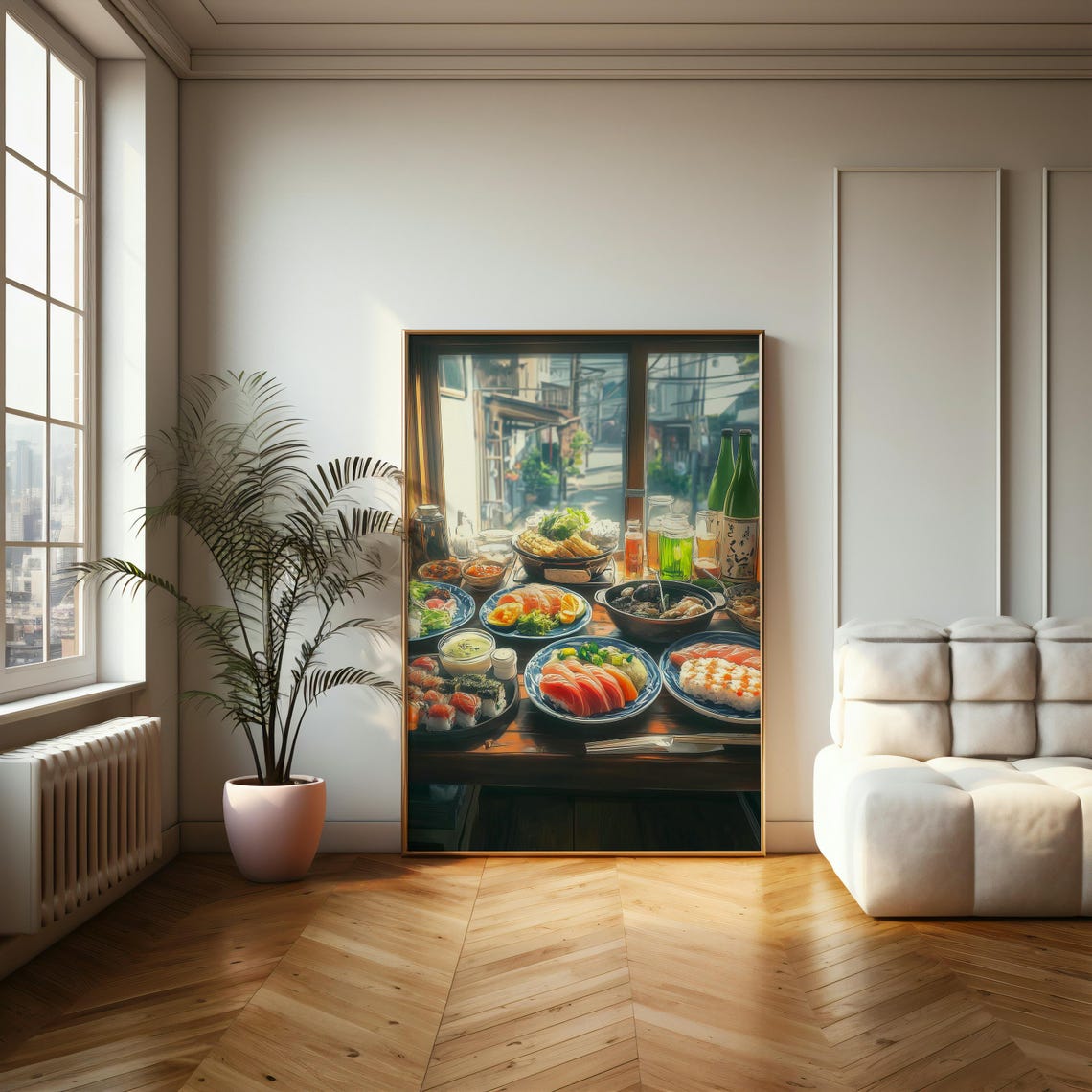 Anime Style Japanese Restaurant Feast Table Food Illustration Poster - Image 2