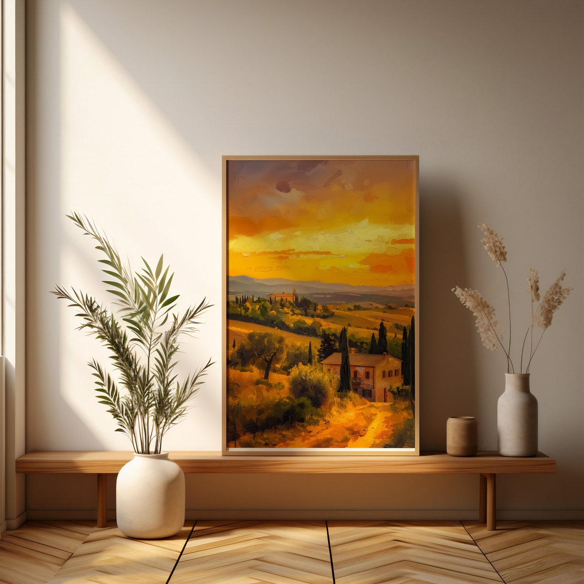 Golden Hour Over Tuscan Rolling Hills With Cypress Trees Poster - Image 5