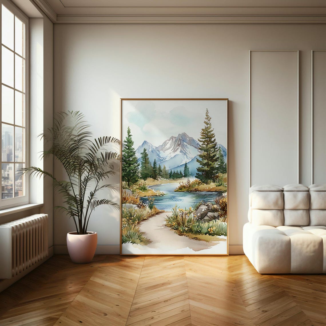 Serene Mountain Landscape Poster Tranquil Watercolor Art For Nature Lovers Perfect For Cozy Home Decor - Image 2