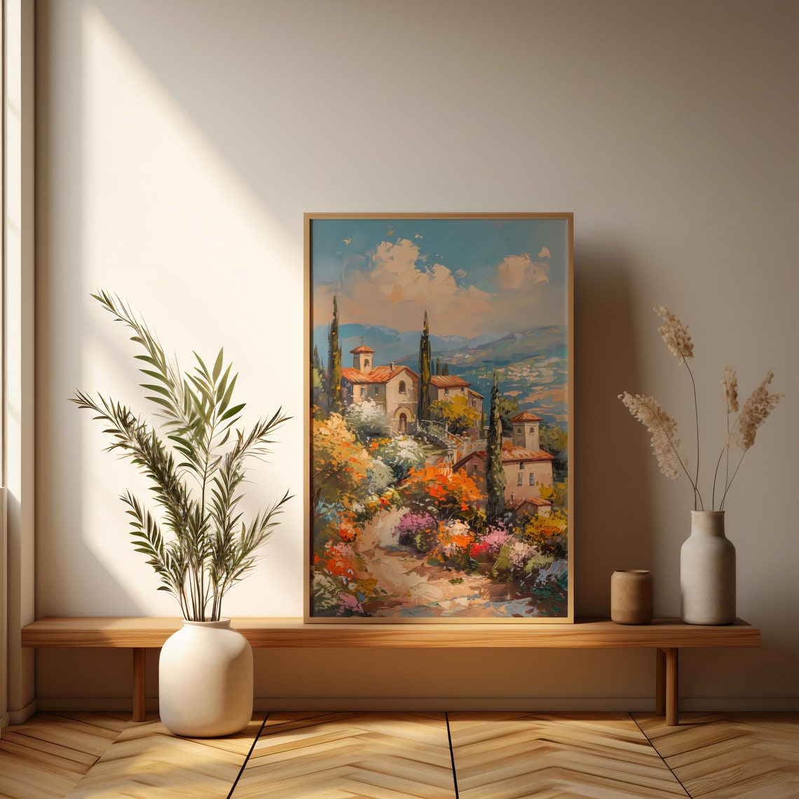 Charming Italian Village With Cypress Trees Tuscan Hills Poster - Image 4