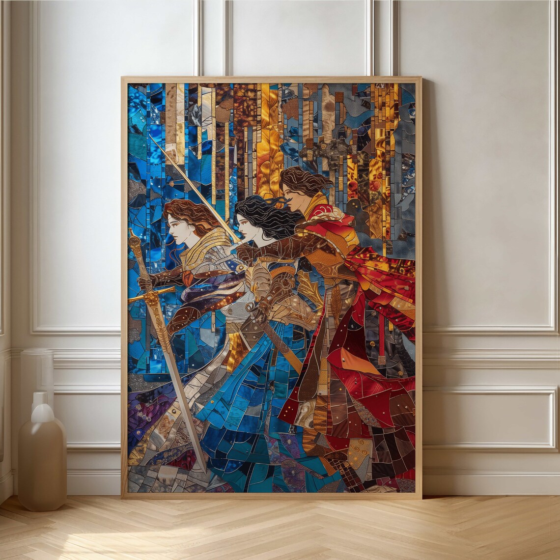 Medieval Female Knights Stained Glass Warrior Art Print