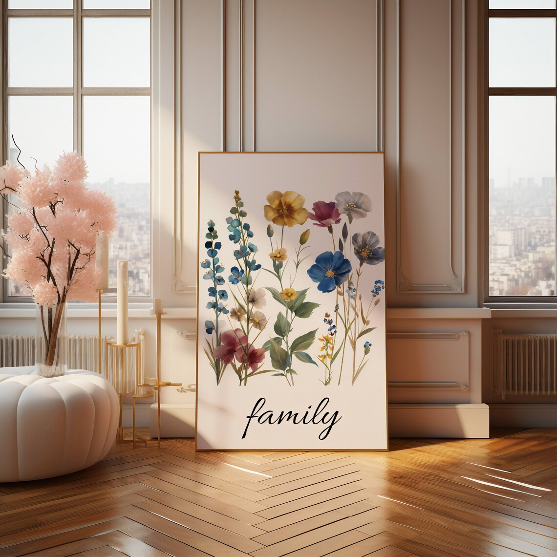 Watercolor Wildflowers With Family Script Typography Art Print - Image 2