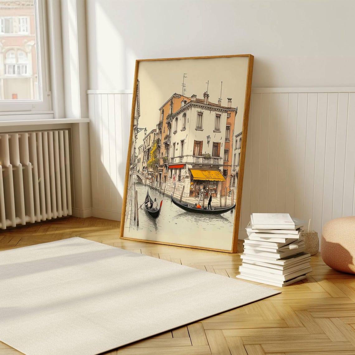 Gondolas On A Venice Canal Hand Drawn Italian Travel Sketch Poster - Image 5