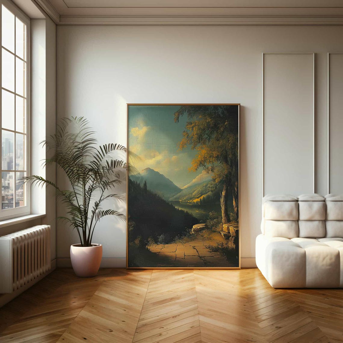 Tranquil Mountain View Poster Oil Painting Style Wall Art For Nature Lovers - Image 2