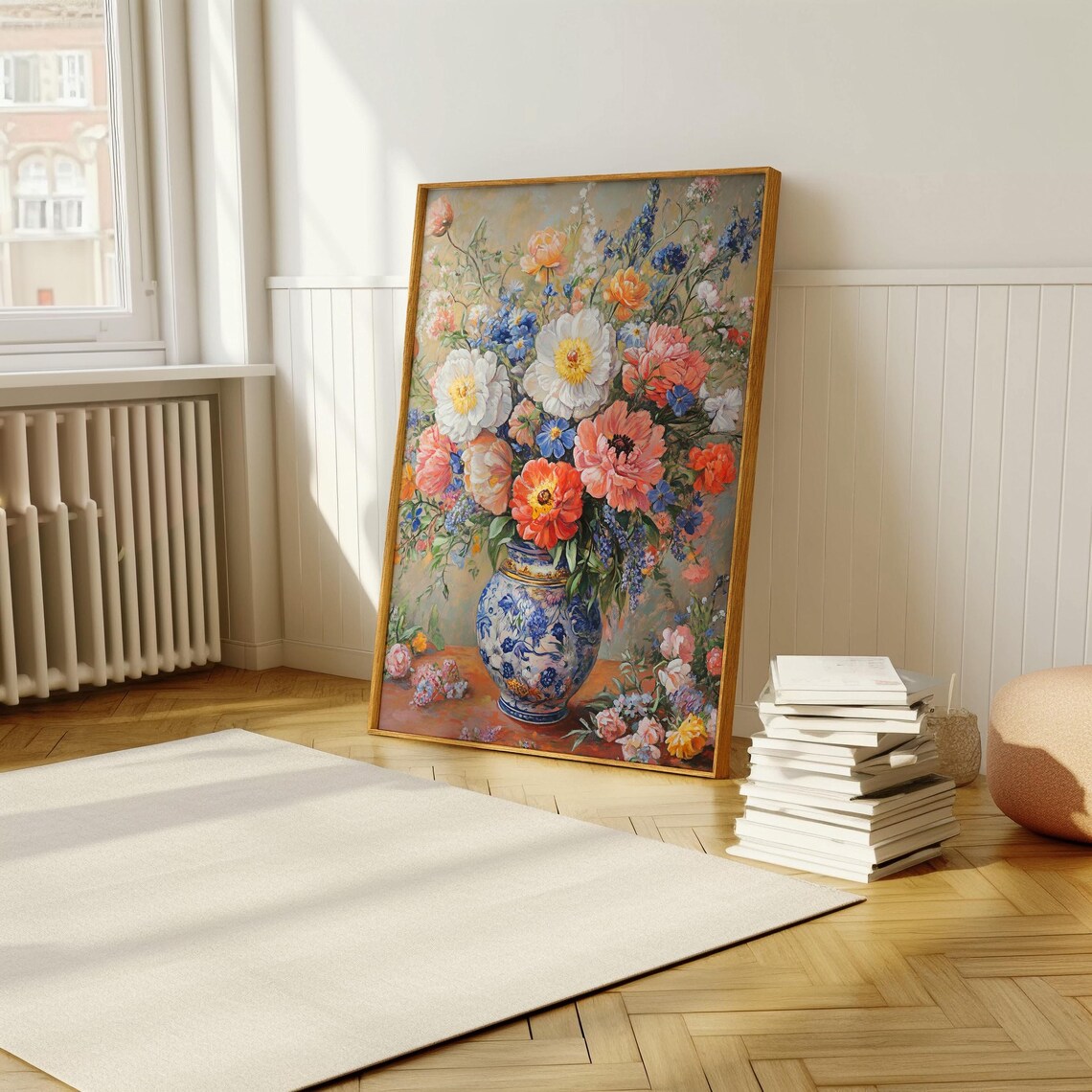 Wildflower Bouquet in Blue Porcelain Vase Dutch Still Life Poster - Image 5