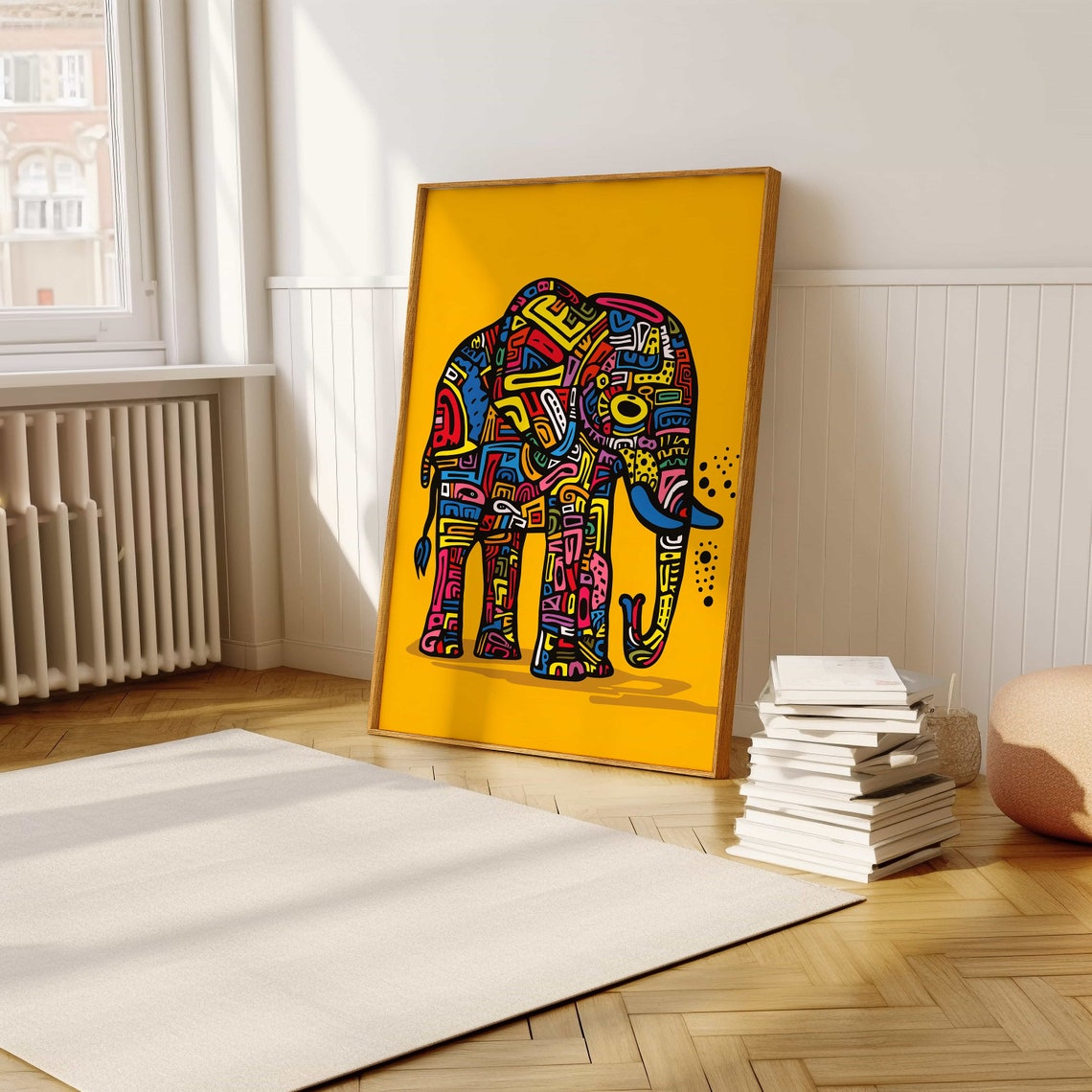 Colorful Pop Art Geometric Elephant Poster Unique Animal Art For Contemporary Decor - Image 5