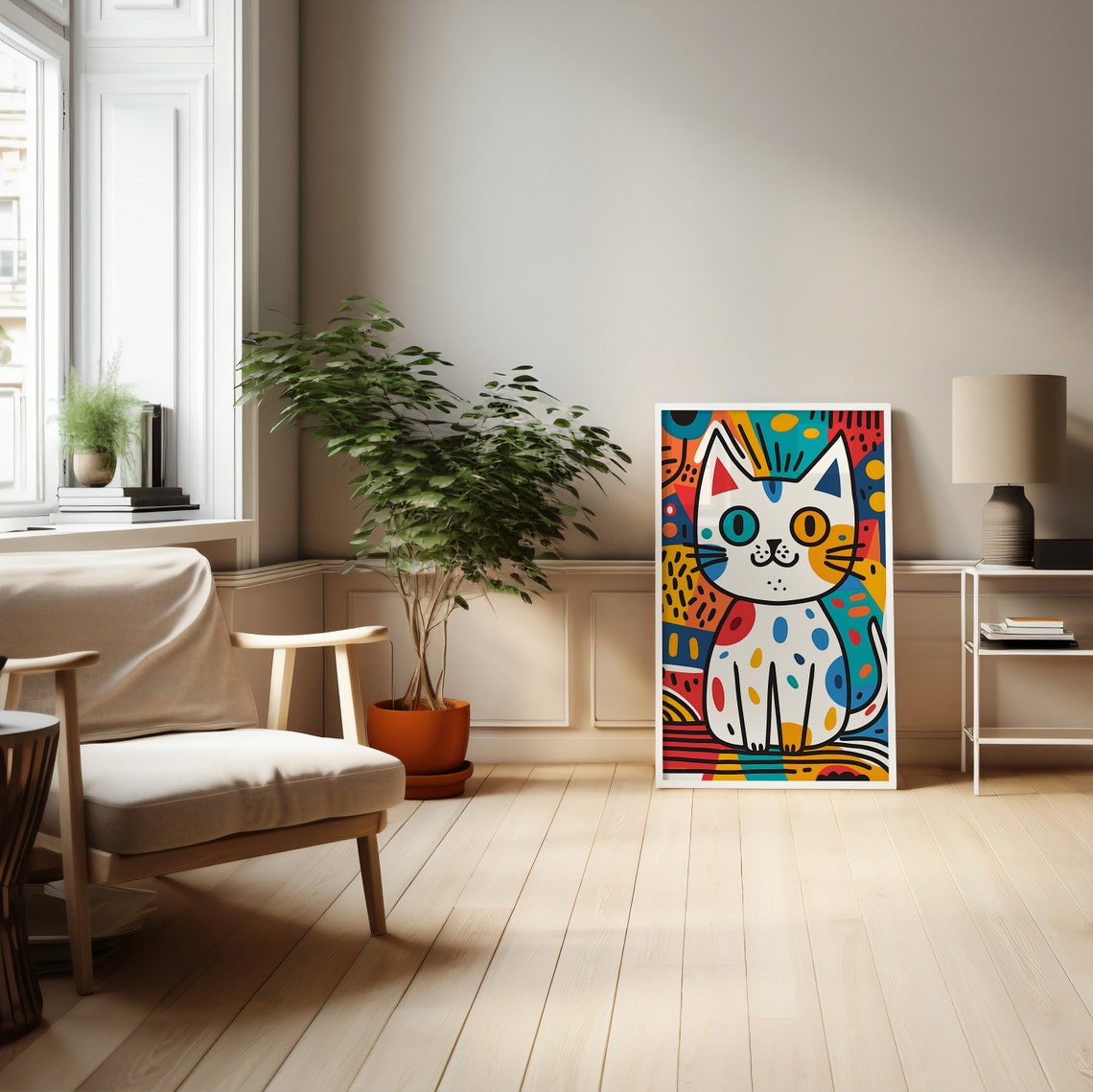 Playful Cat Poster Vivid Colors And Bold Lines Art - Image 4