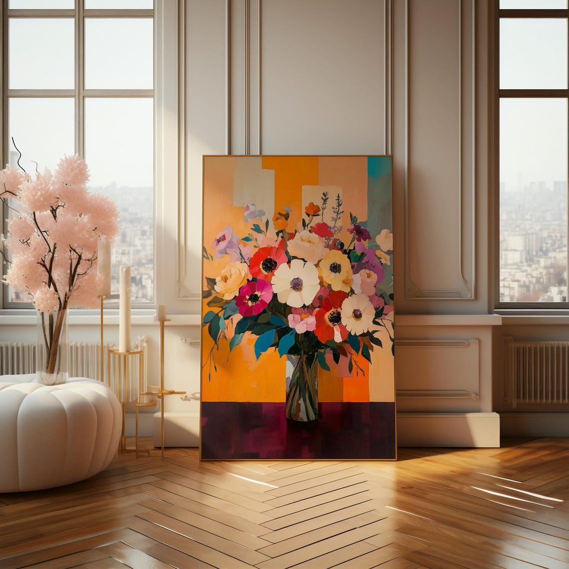 Vibrant Floral Abstract Poster Bold Colorful Flower Arrangement Art Print For Stylish Modern Home Decor - Image 4