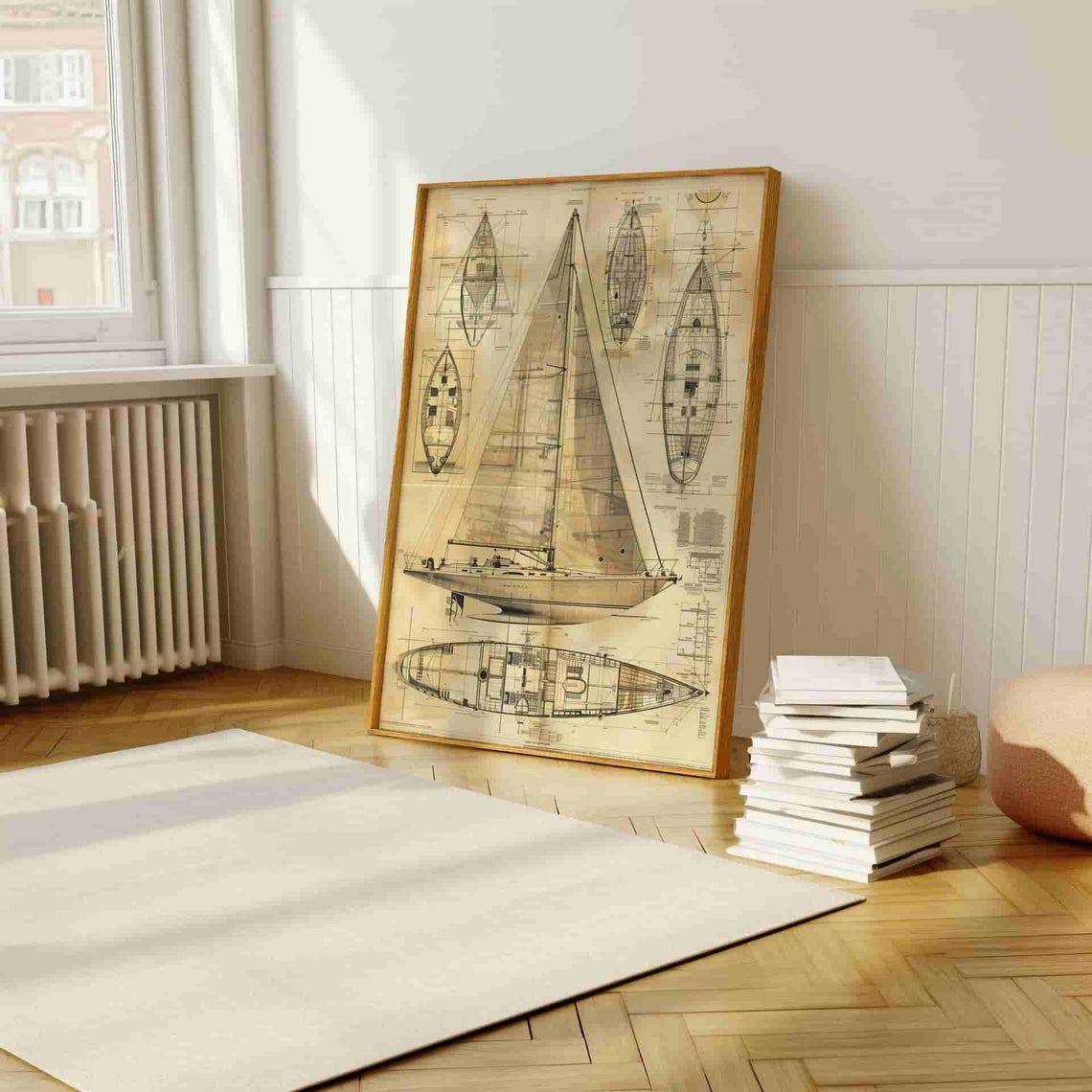 Nautical Blueprint Poster Vintage Sailing Yacht Design Art For Maritime Enthusiasts - Image 4