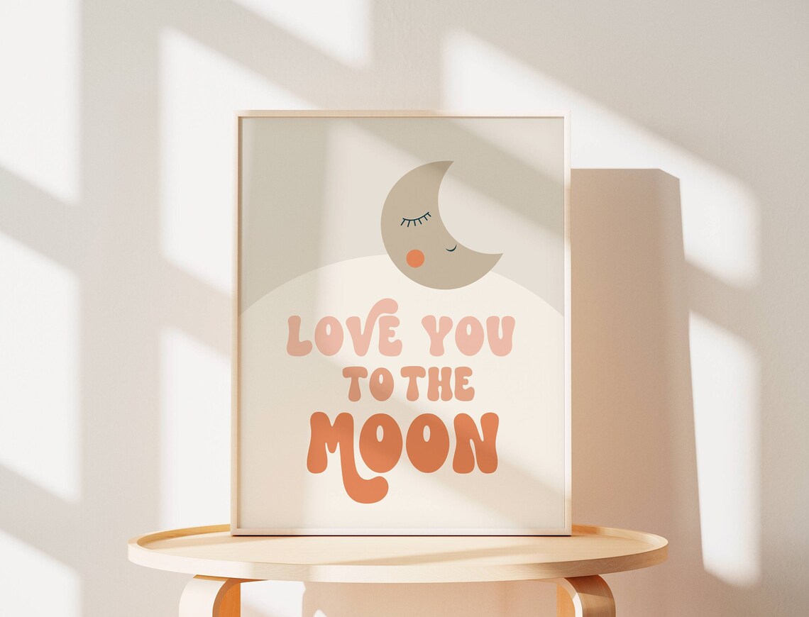 Boho Kids Moon Poster, Pink Nursery Decor - Image 5