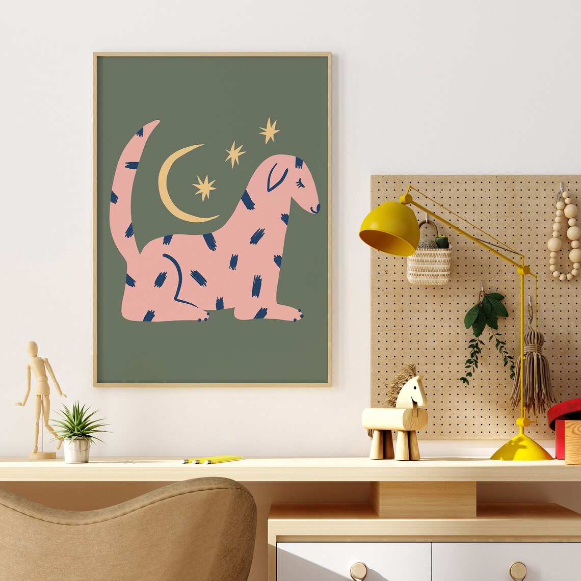 Dreamy Dog Kids Print, Retro Nursery Decor - Image 4