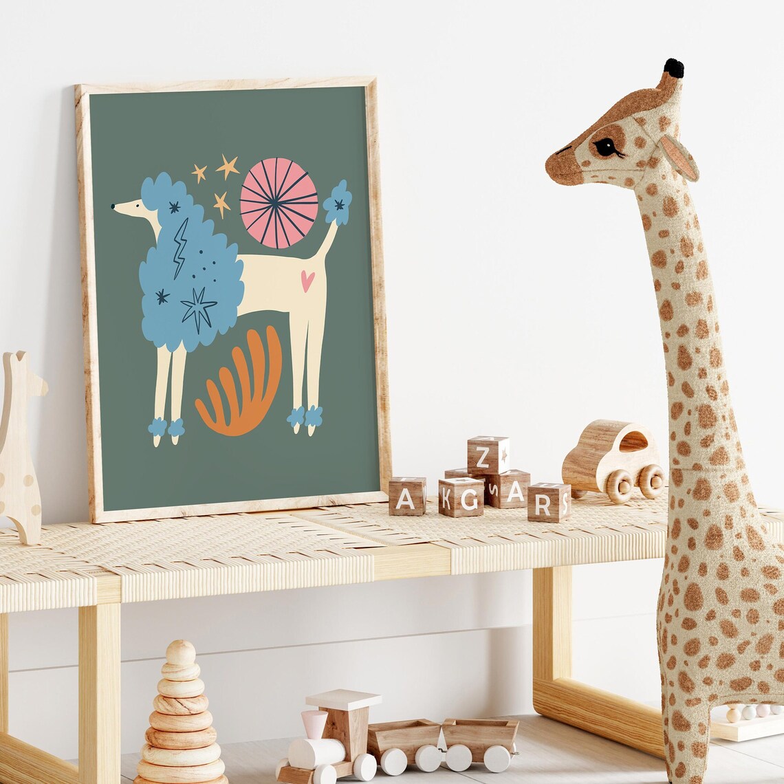 Boho Quirky Poodle Print, Retro Kids Decor Art Print - Image 3