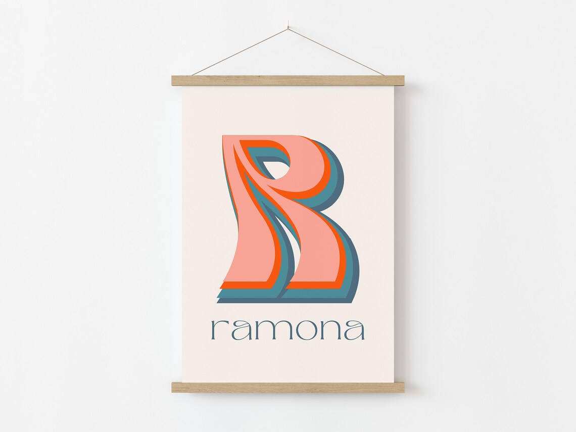 Custom Name Print, Groovy Kids Room Poster - Image 2