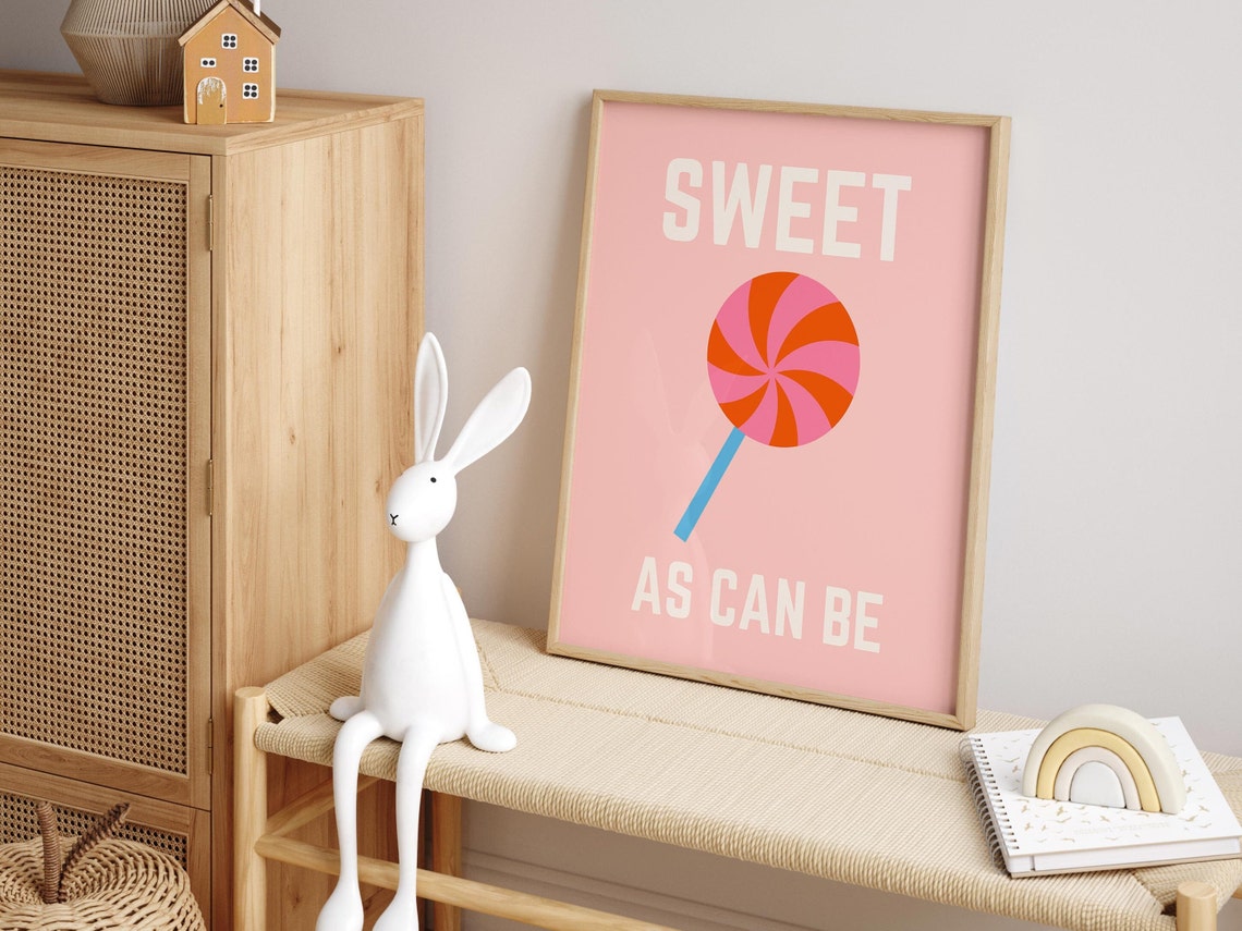 Sweet As Can Be Lollipop Poster with Pink Retro Typography Art - Image 4