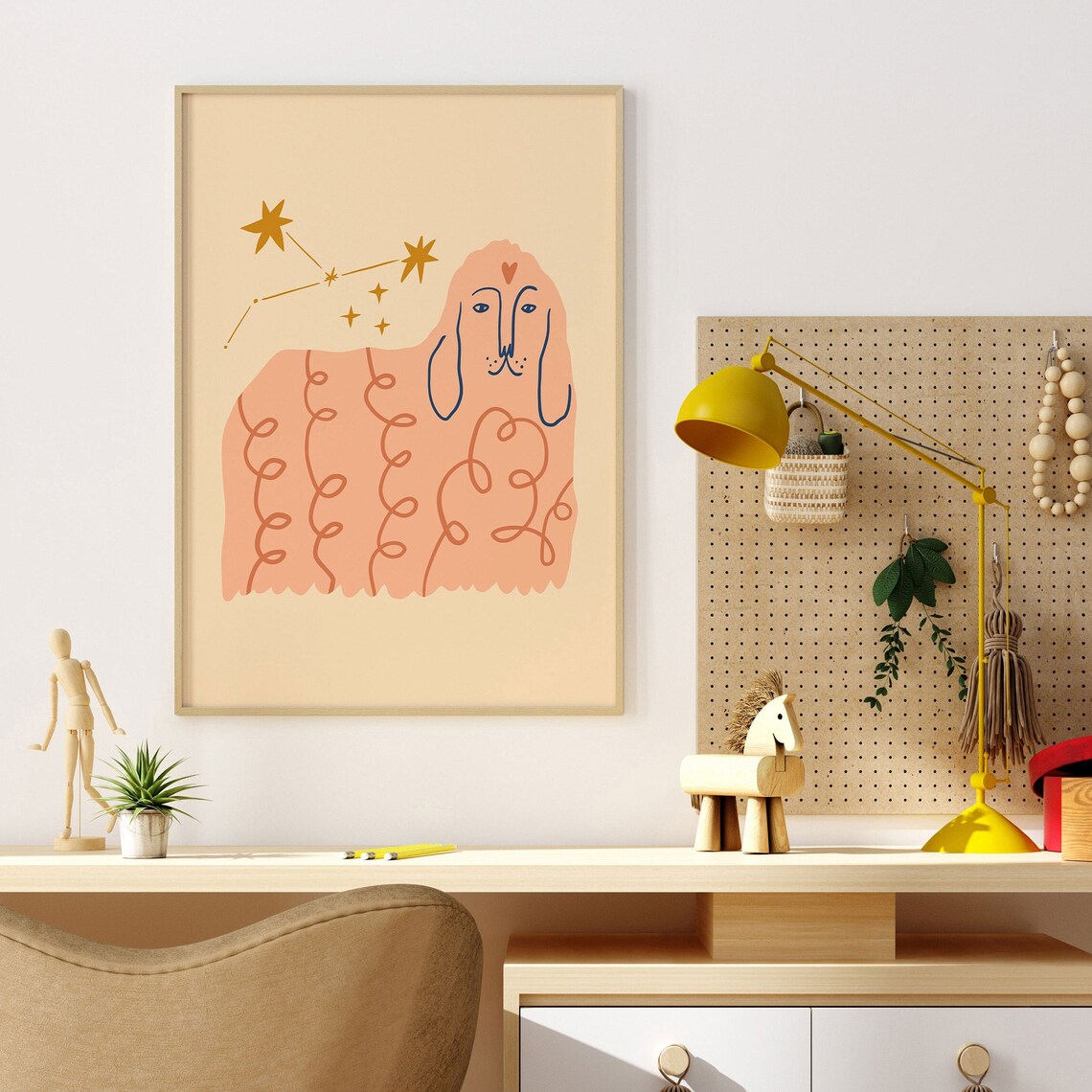 Happy Dog Boho Kids Poster, Retro Nursery Decor - Image 3