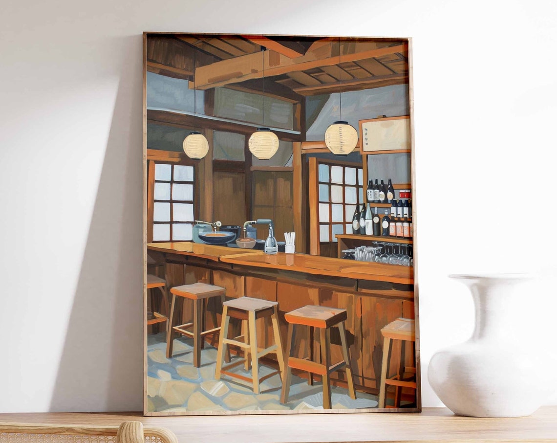 Japanese Izakaya Bar Poster Tokyo Bar Art Japanese Poster Tokyo Print Cocktail Bar Poster Asian Bar Scene Poster Japanese Decor