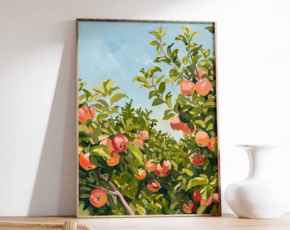 Apple Orchard Poster Kitchen Decor Food Print Farmhouse Wall Art Rustic Print Fruit Orchard Art Country Home Decor Vintage Poster