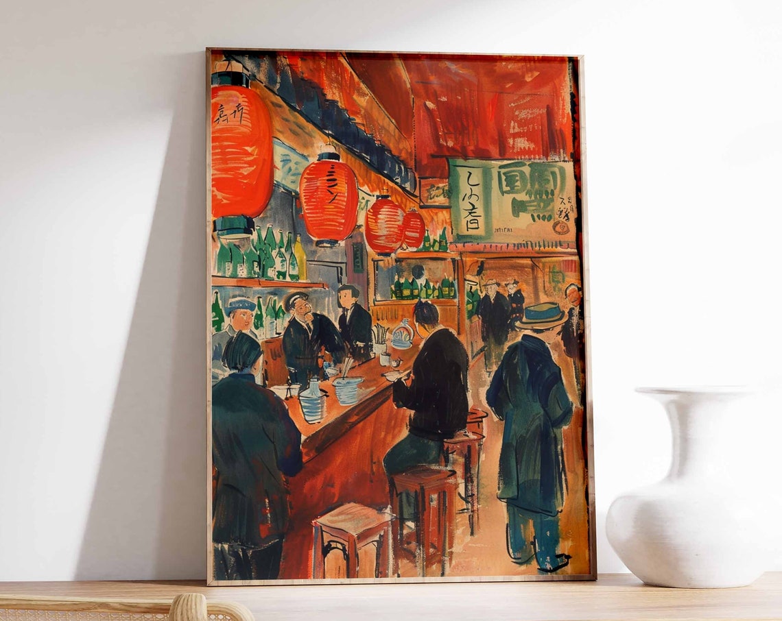 Japanese Izakaya Bar Poster Tokyo Bar Art Japanese Poster Tokyo Print Cocktail Bar Poster Asian Bar Scene Poster Japanese Decor