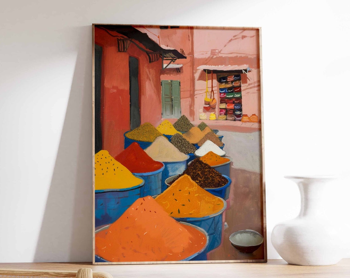 Indian Spice Market Poster Indian Wall Art Indian Food Print Food Art Food Market Print Cultural Decor Indian Gift Indian Wall Art